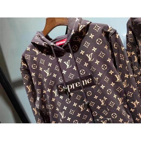 lv x supreme brown hoodie|louis vuitton x supreme tracksuit.